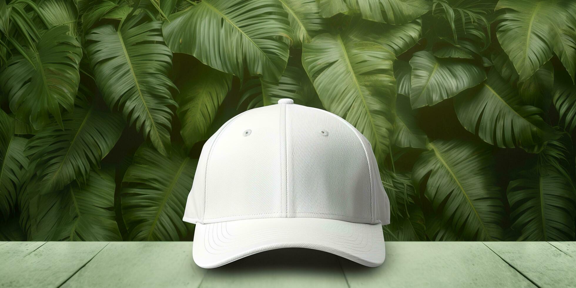 blanco gorra Bosquejo en un natural antecedentes. generativo ai foto