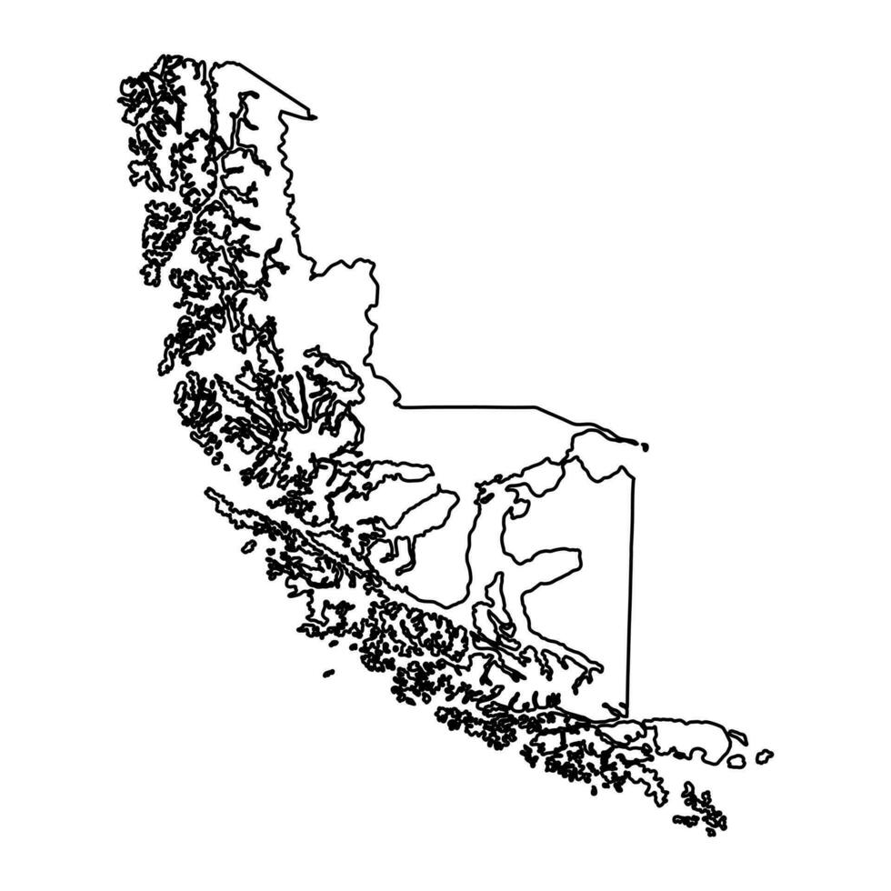 Magallanes region map, administrative division of Chile. vector