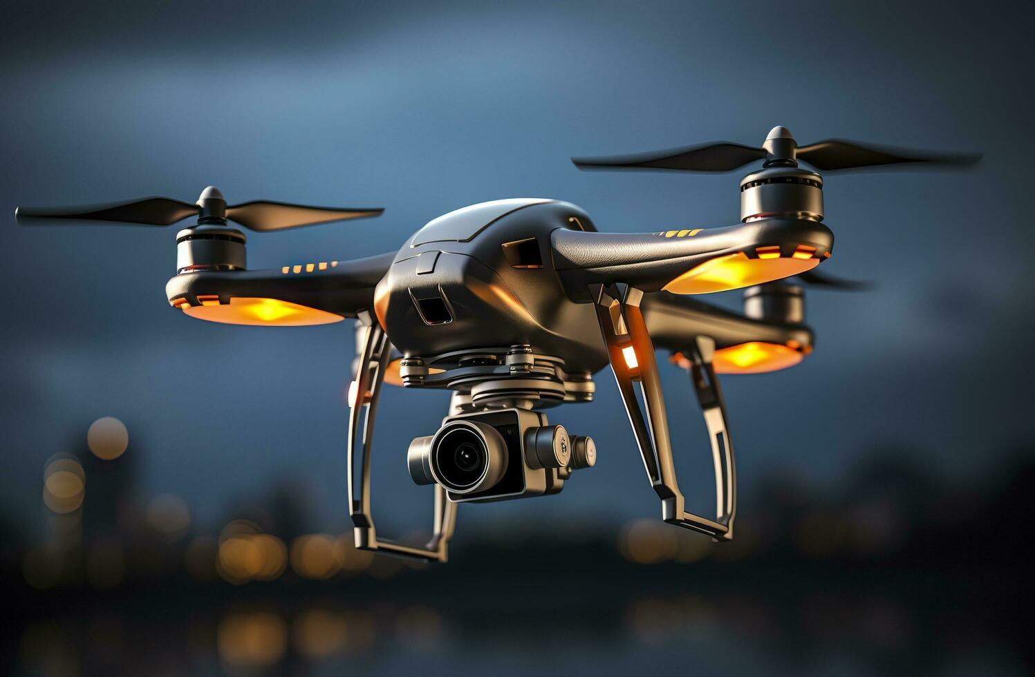 Drone quadcopter with digital camera. Generative AI photo