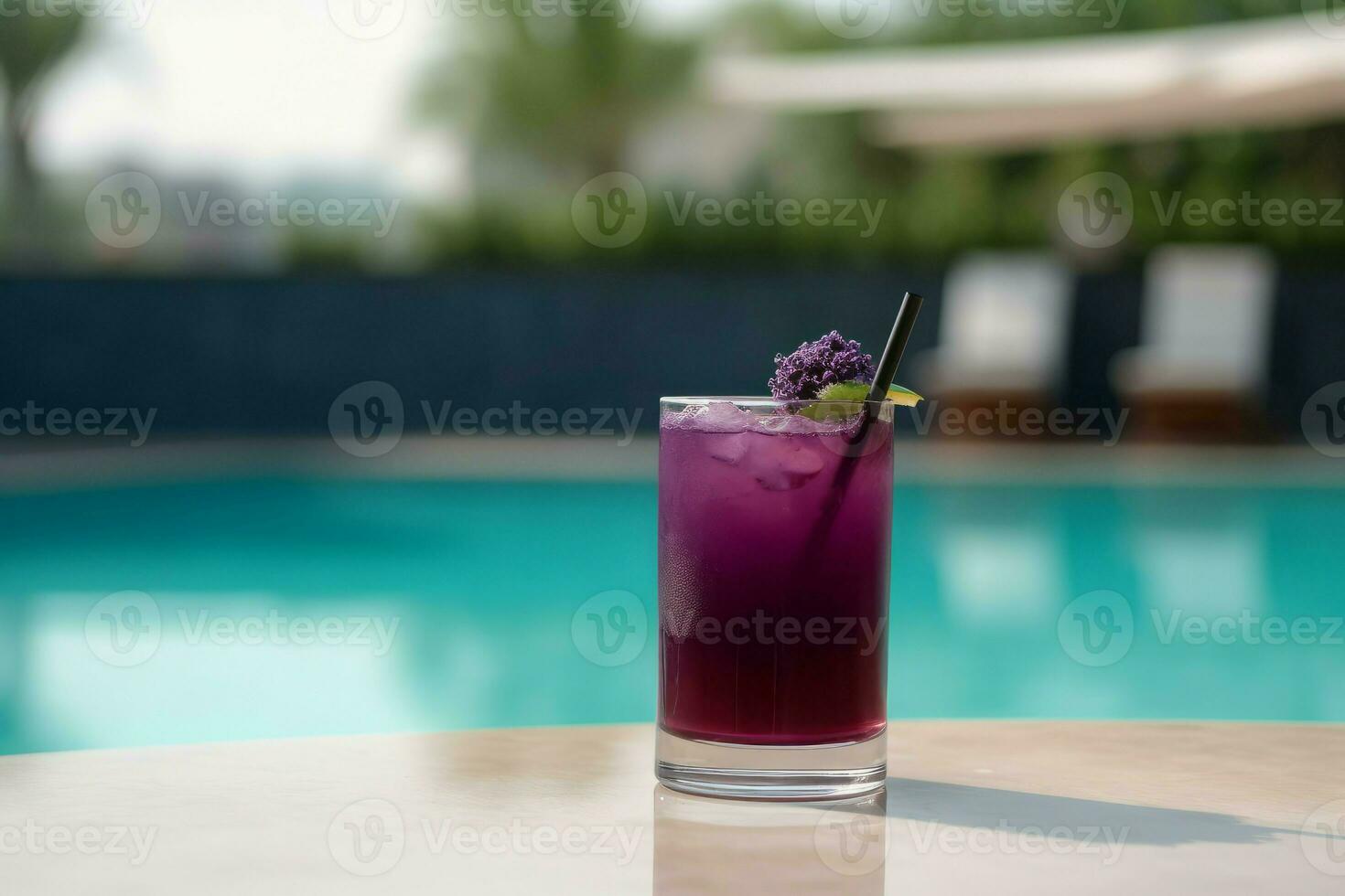 Purple cocktail outdoor. Generate Ai photo