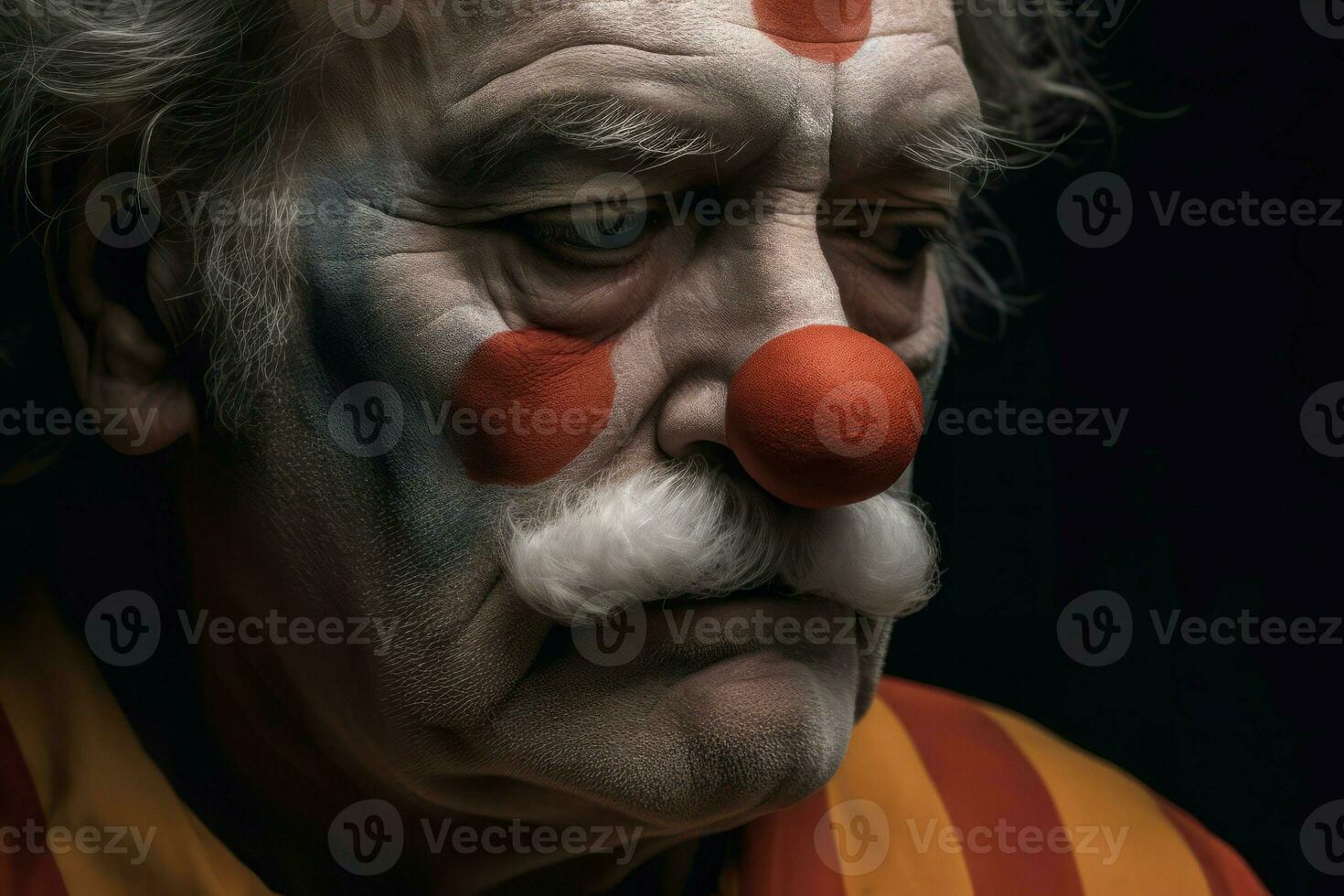 Sad clown closeup. Generate AI photo