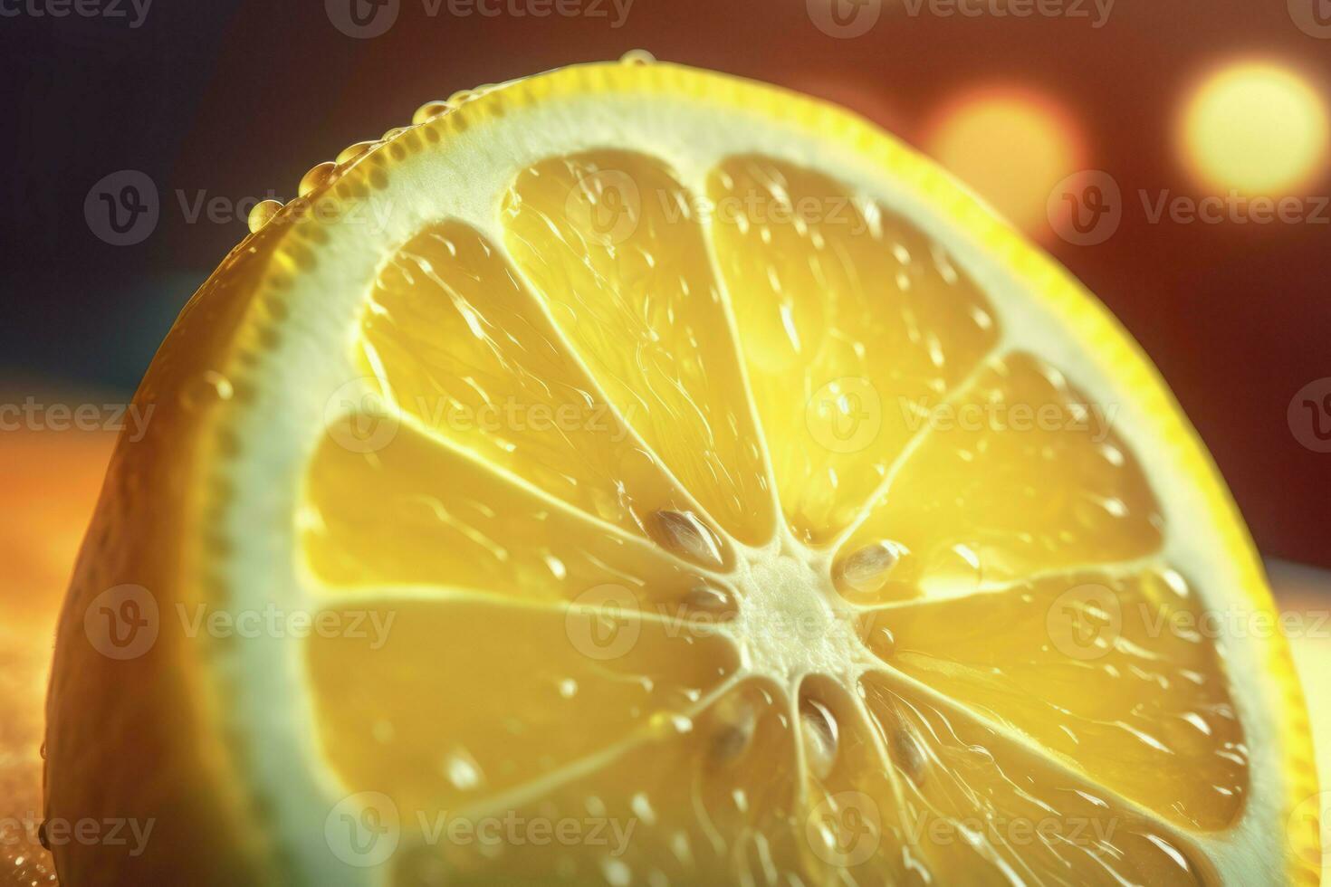 Lemon cut closeup. Generate Ai photo