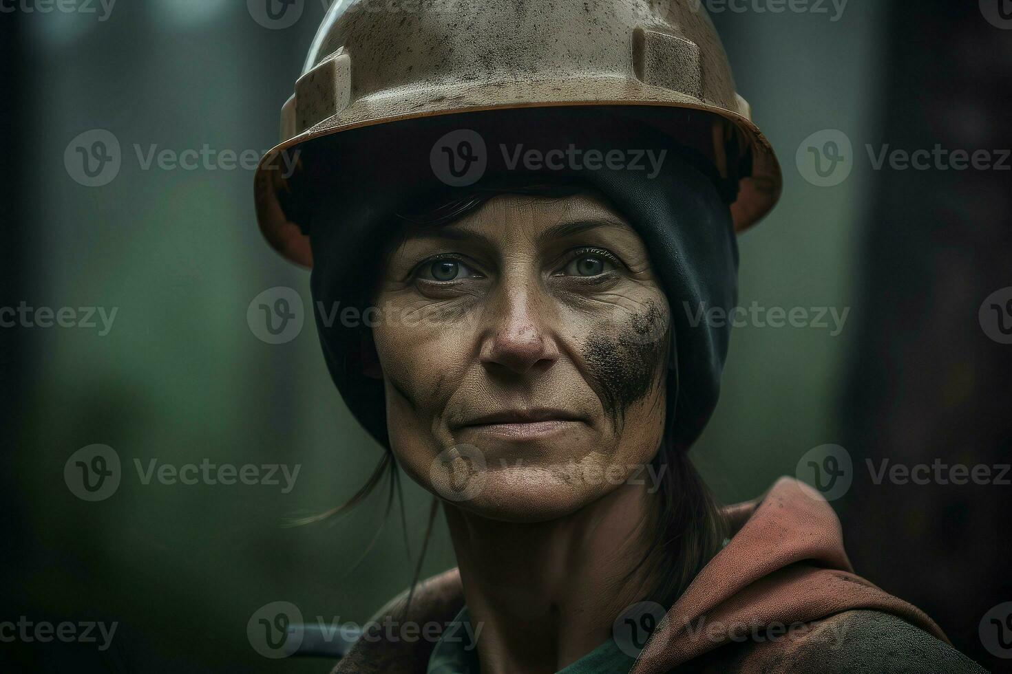 Logger woman forest portrait. Generate Ai photo