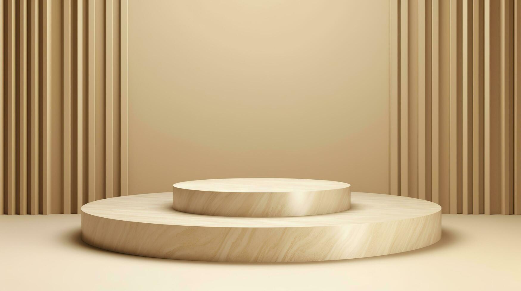Podium with a parametric background. Stage showcase on pedestal display, 3d rendering. AI Generative photo