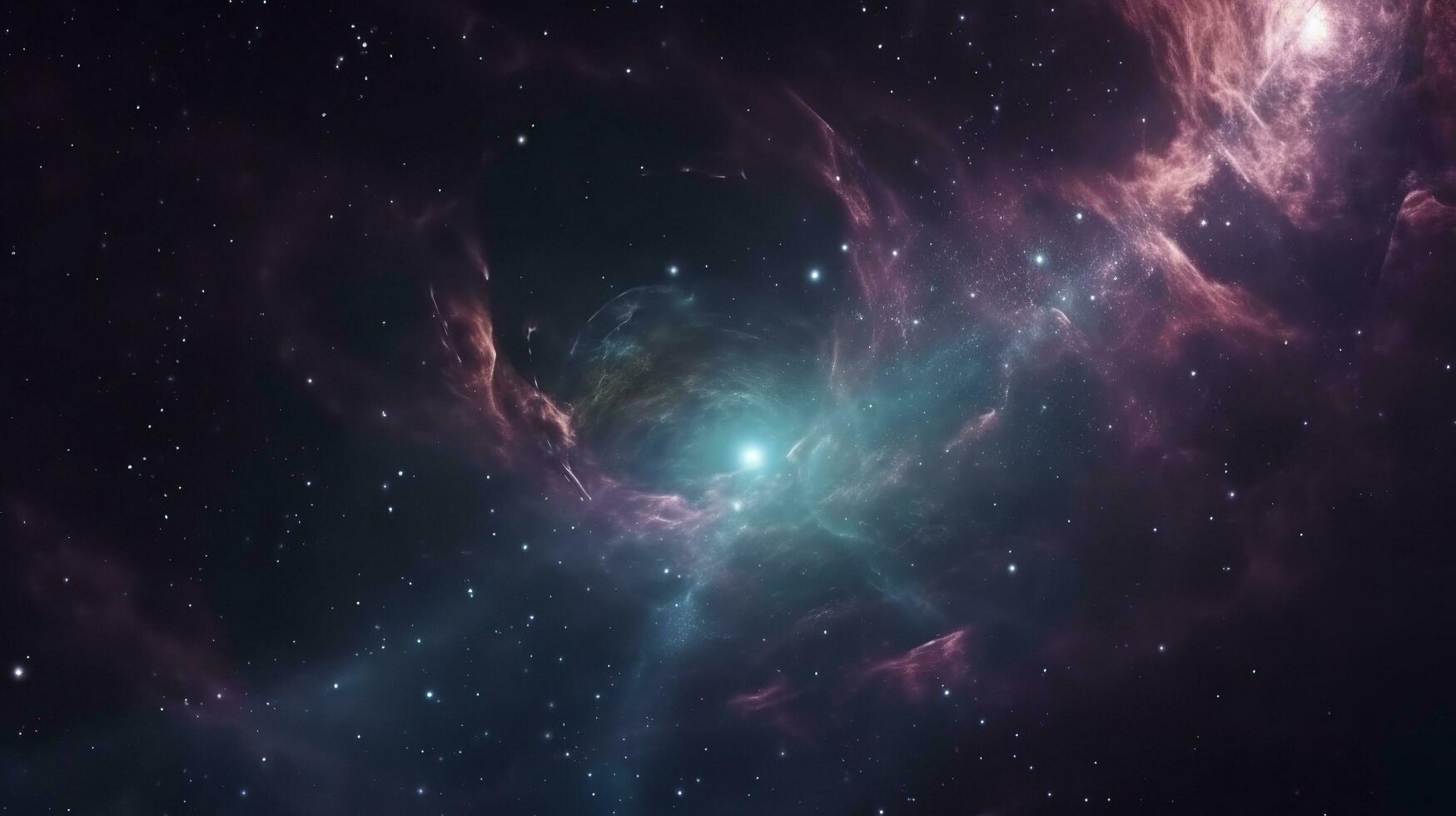 concepto de nebulosa con galaxias en profundo espacio cosmos descubrimiento exterior espacio y estrellas, ai generativo foto