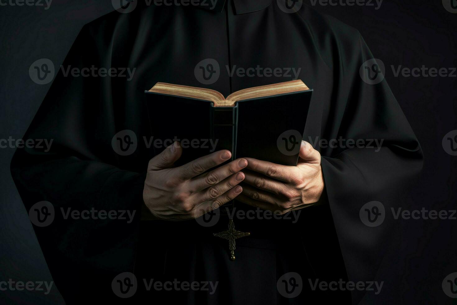 Catholic priest with bible. Generate Ai photo
