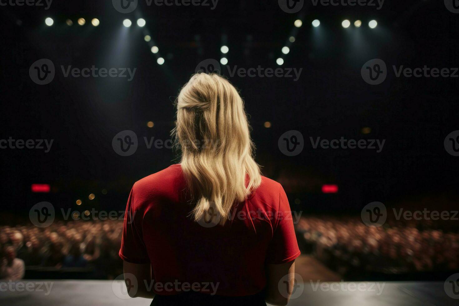 rubia mujer escenario. generar ai foto