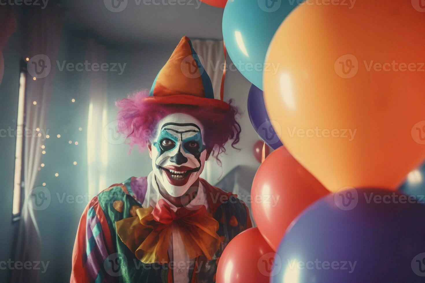 Clown fun kids party. Generate Ai photo