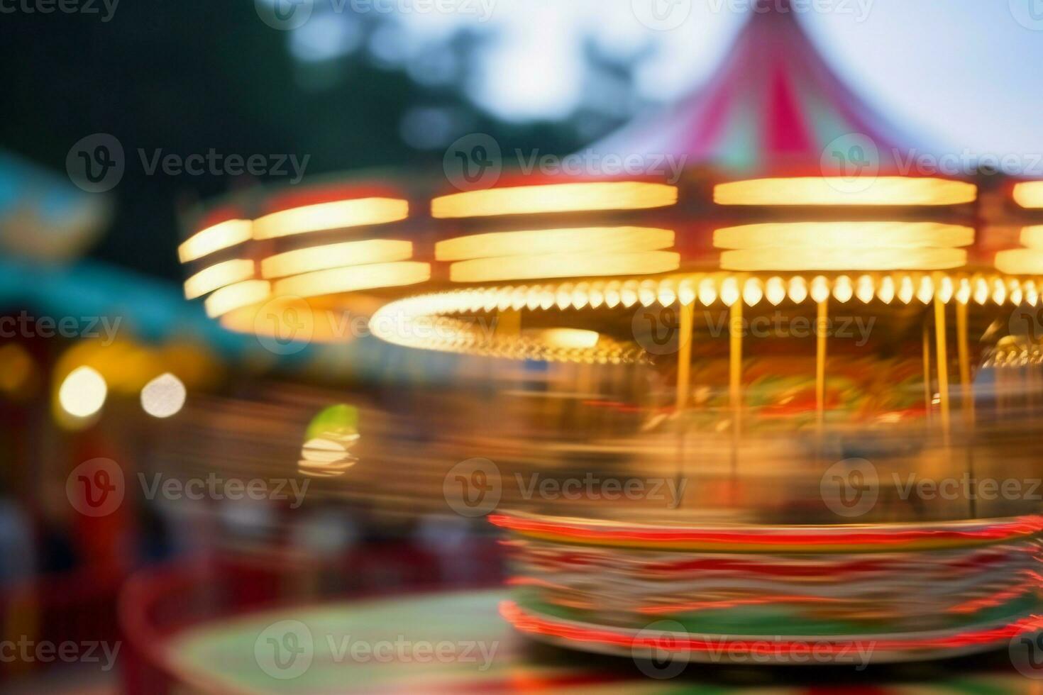 Blur defocused amusement park joy. Generate Ai photo