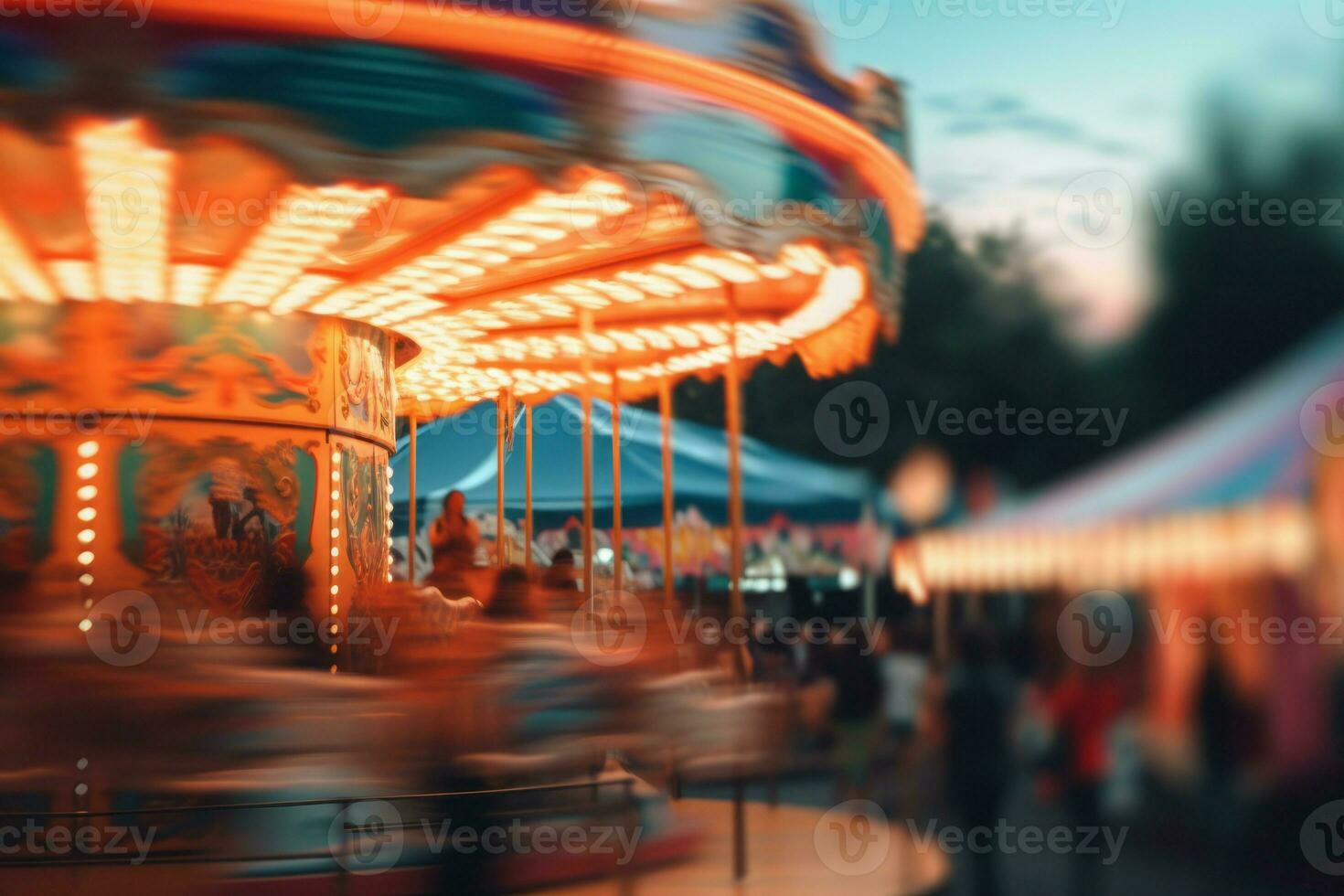 Blur defocused amusement park. Generate Ai photo