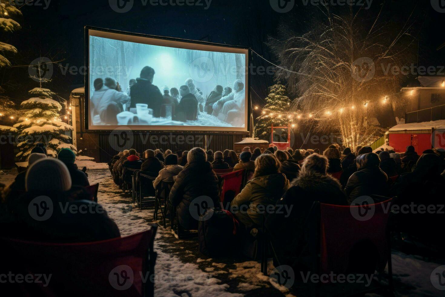 Christmas cinema outdoor vacation. Generate Ai photo