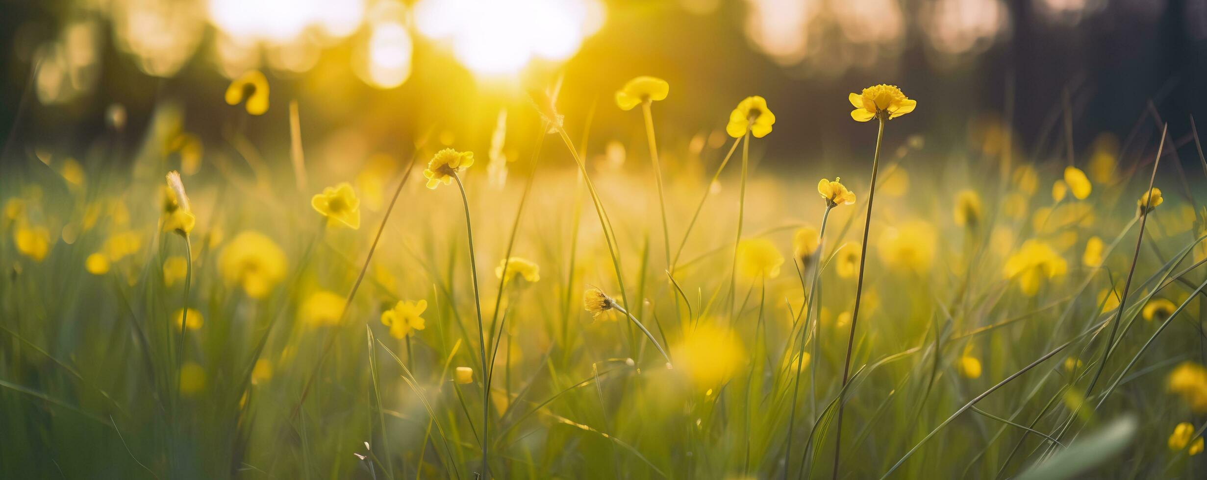 Tranquil spring summer nature closeup and blurred forest background. Generative AI photo