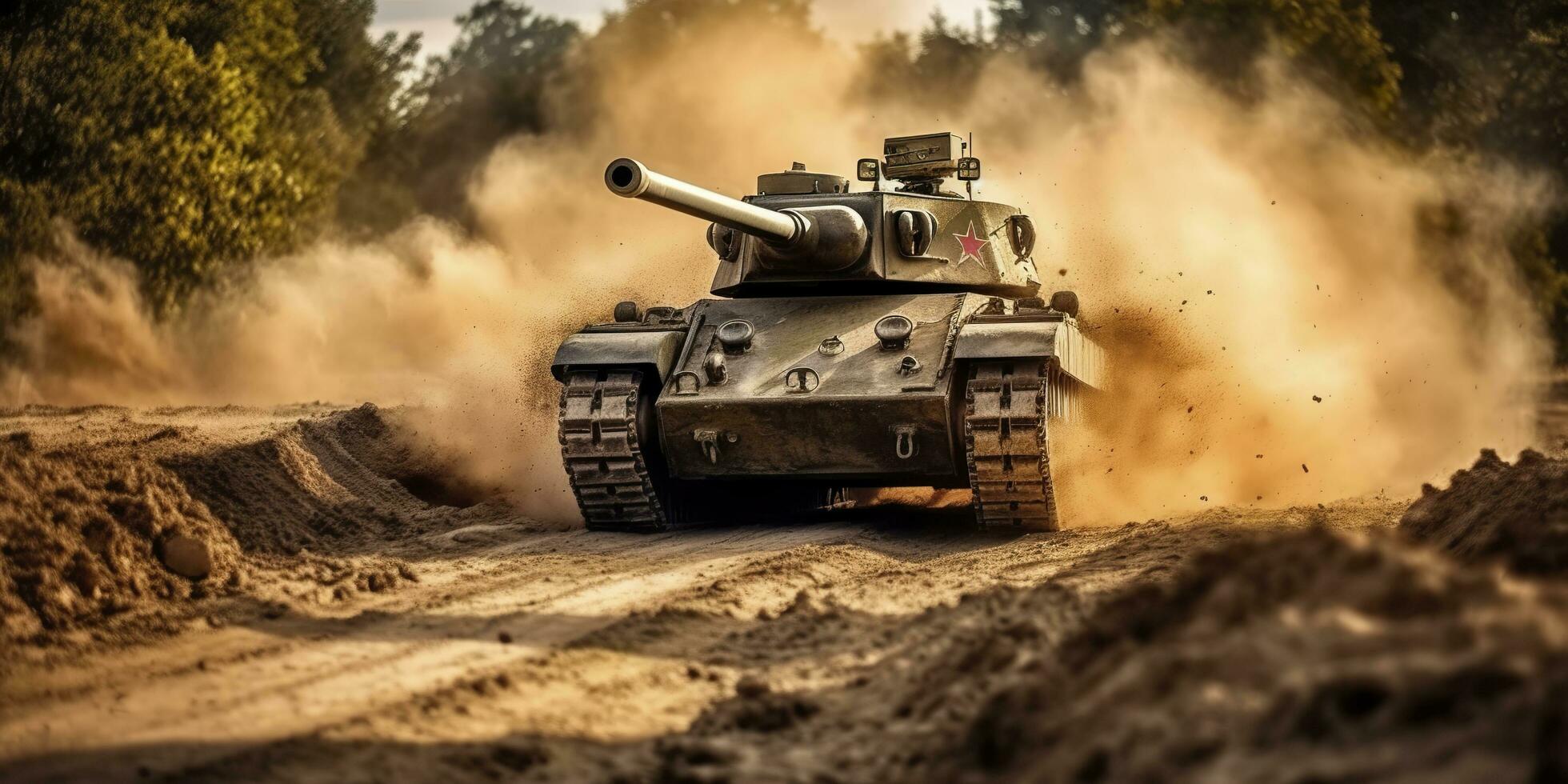 un cerca arriba Mira a el poder y destrucción de un mundo guerra ii tanque disparo caparazón. ai generativo foto