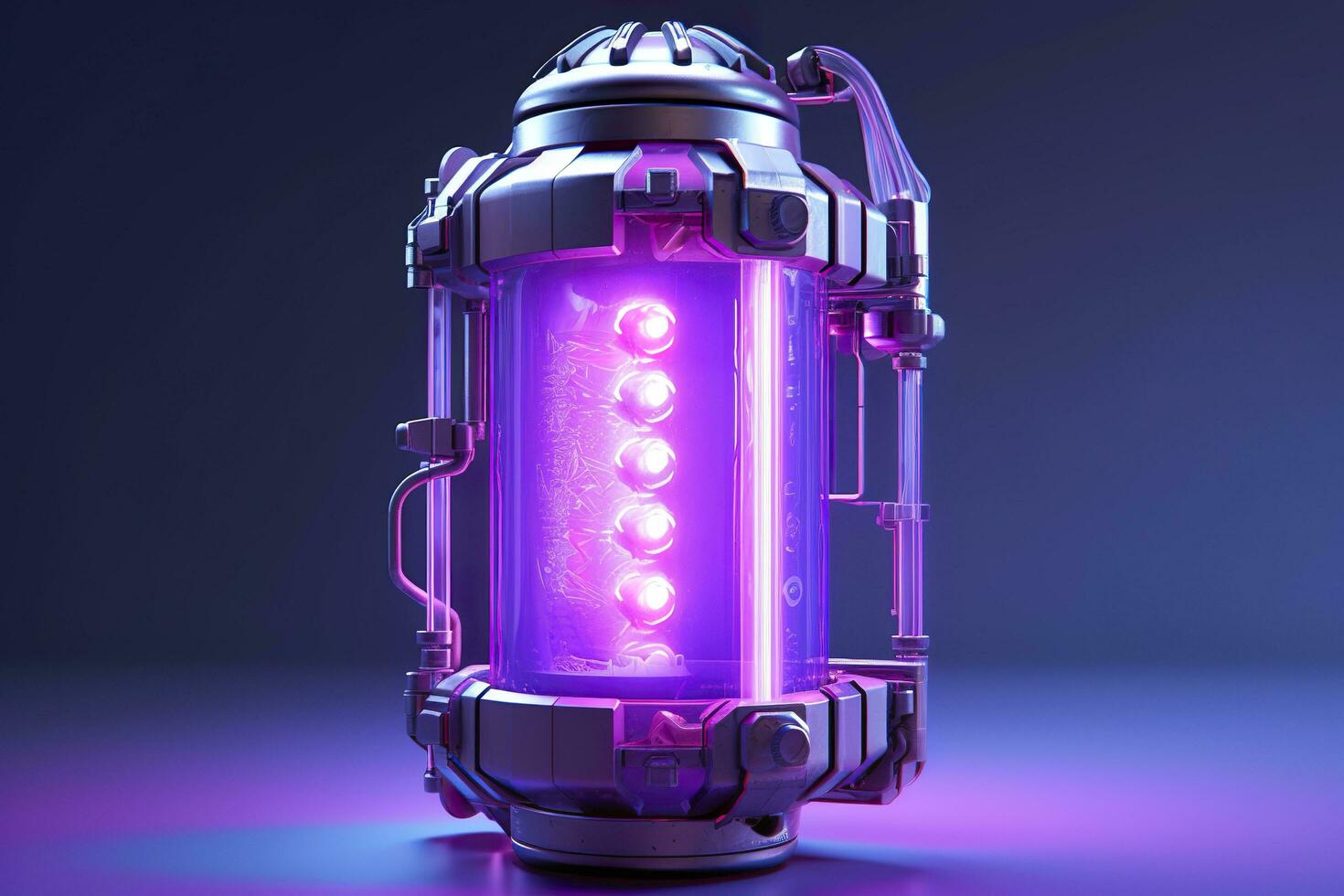 Purple Sci Fi Energy Flask with Pure Background. AI Generative photo