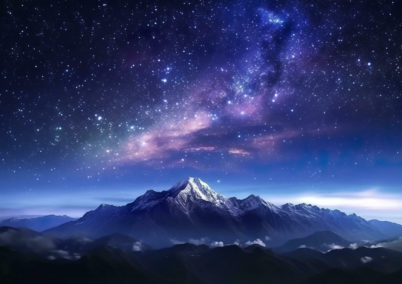 The milky rising in the night sky over the mountains, landscapes, AI Generative photo