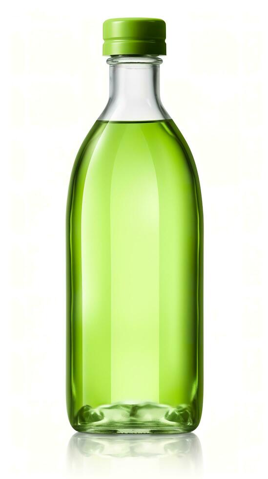 Jelly green, 3D rendering, solid color bottle. AI Generative photo