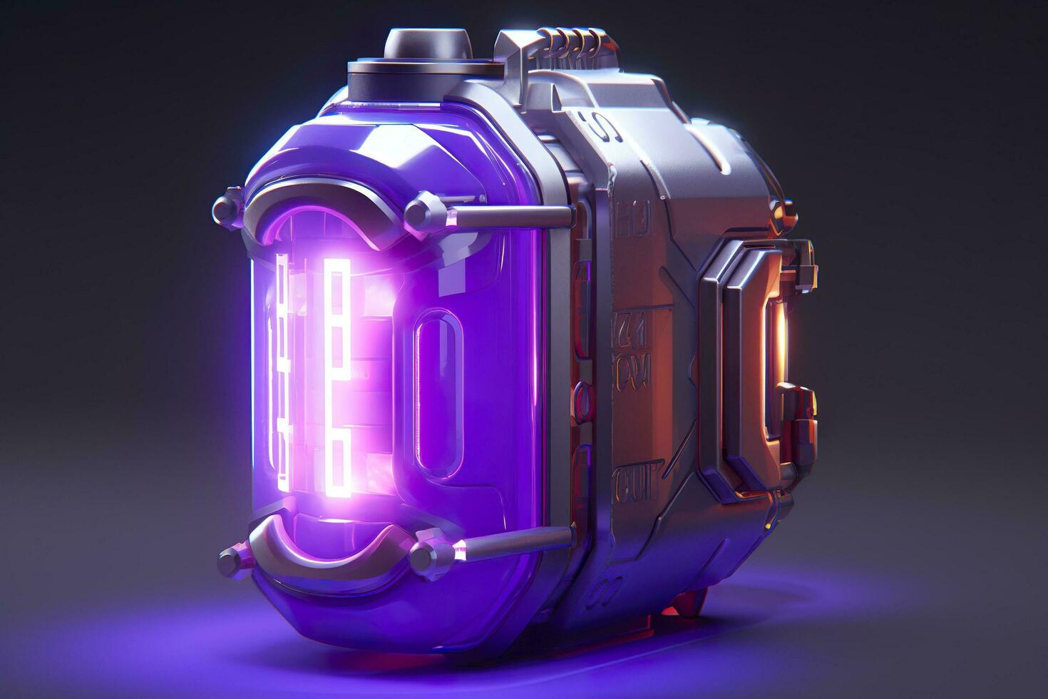 Purple Sci Fi Energy Flask with Pure Background. AI Generative photo