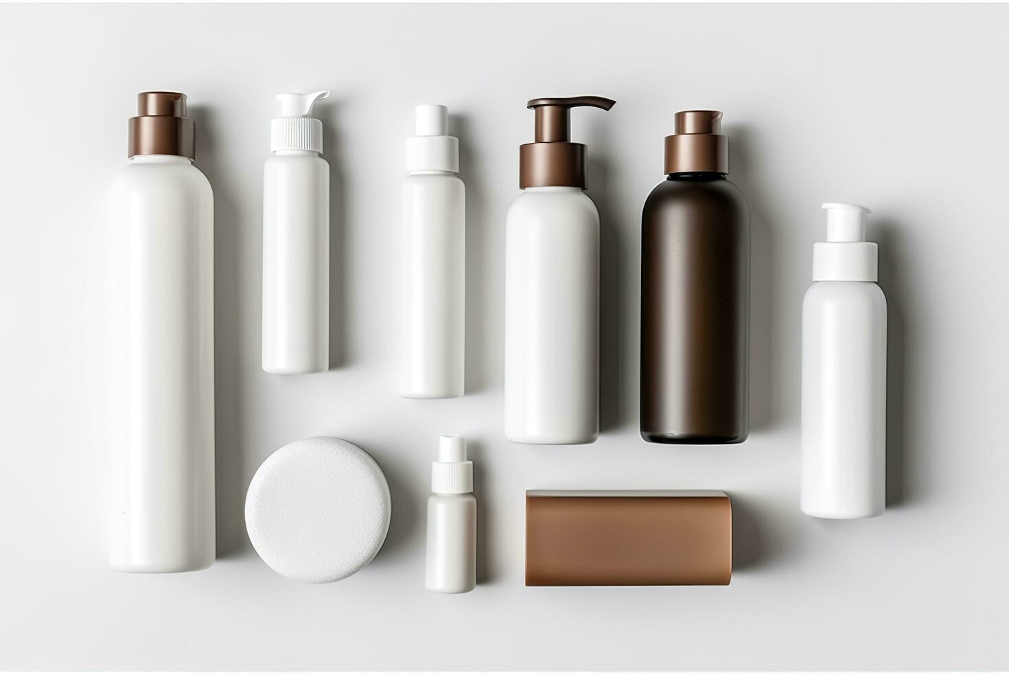 cosmetic beauty products containers on white background. Generative AI photo