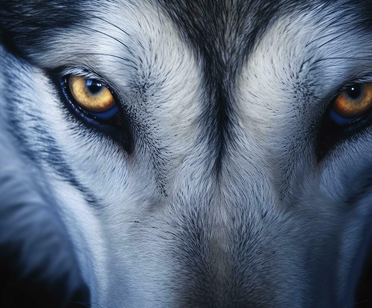 beautiful eyes of a wild wolf. Generative AI photo
