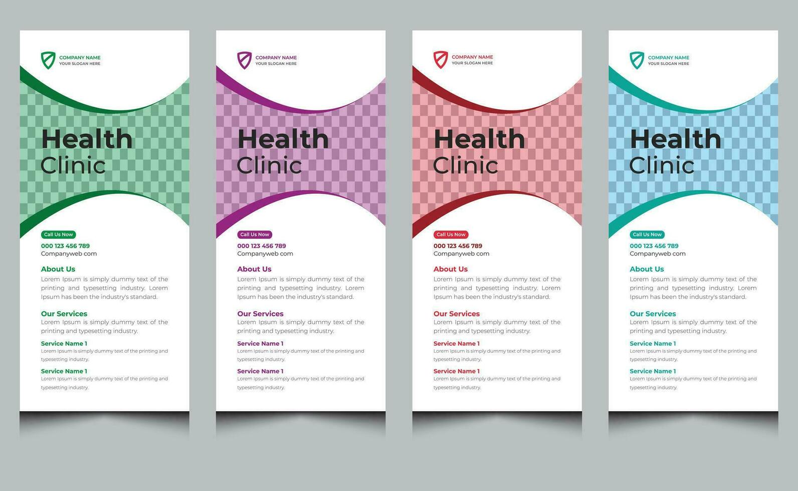 Simple elegant unique creative modern corporate business medical health care rack card or dl flyer design template. vector