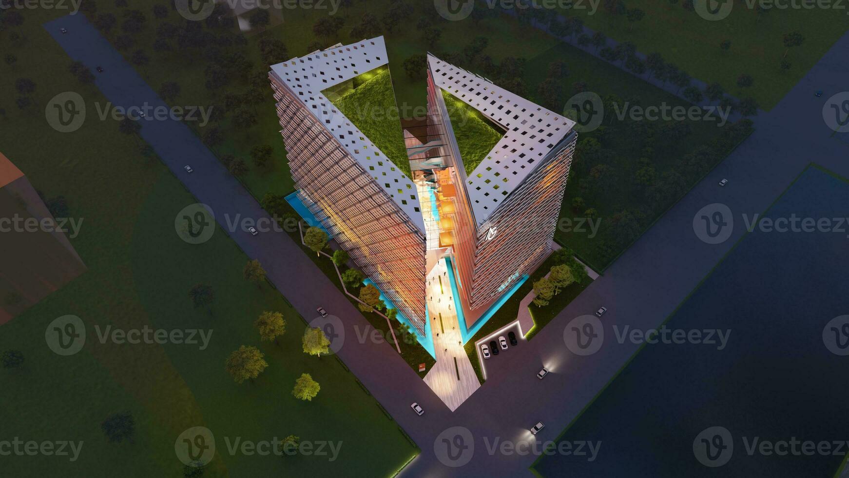 The Business Fortress Unveiling the Strength and Beauty of the Skyscraper Office Building 3D rendering photo