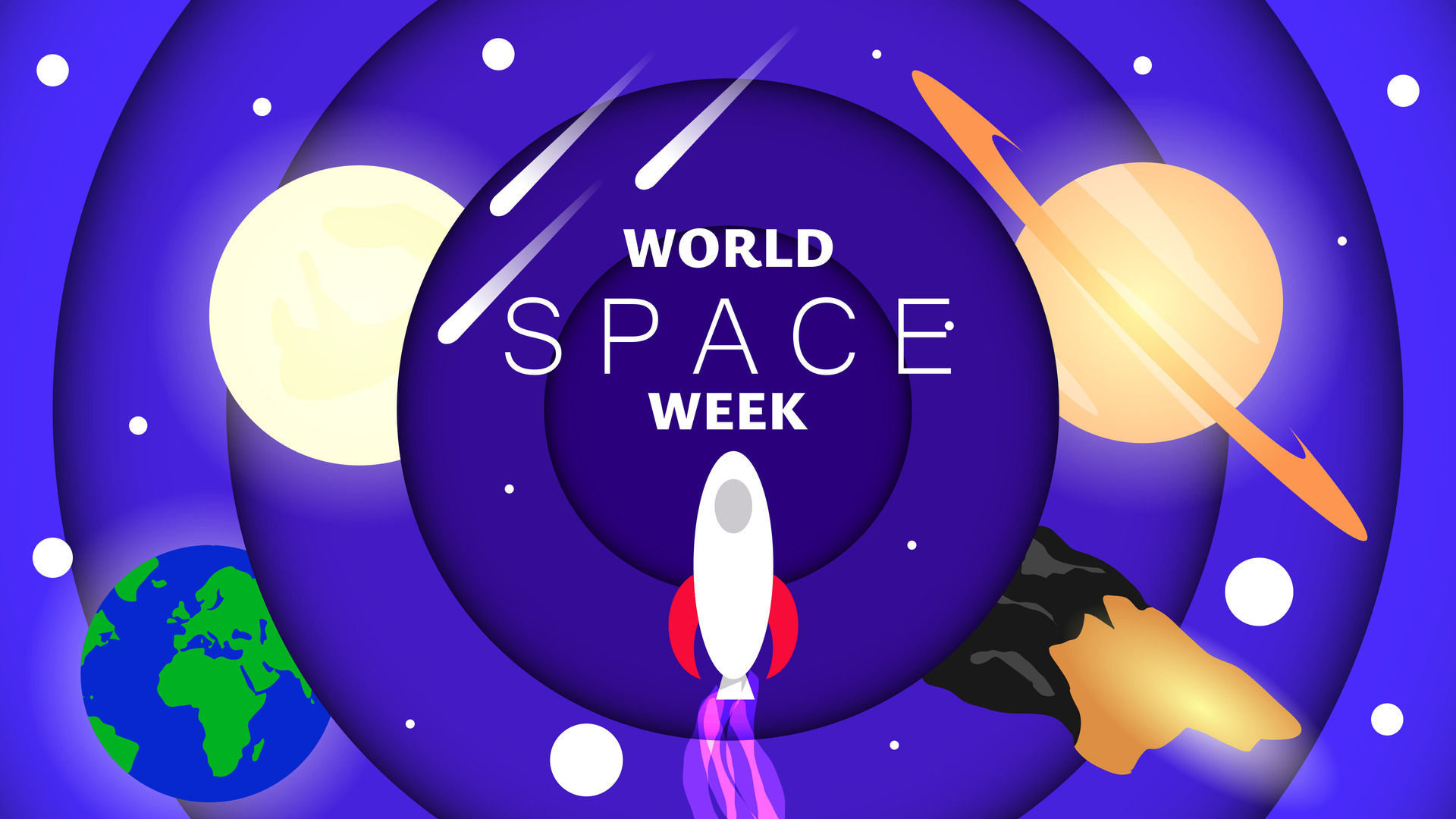 World space week day, Banner poster design template for world space week celebrated on 5 October