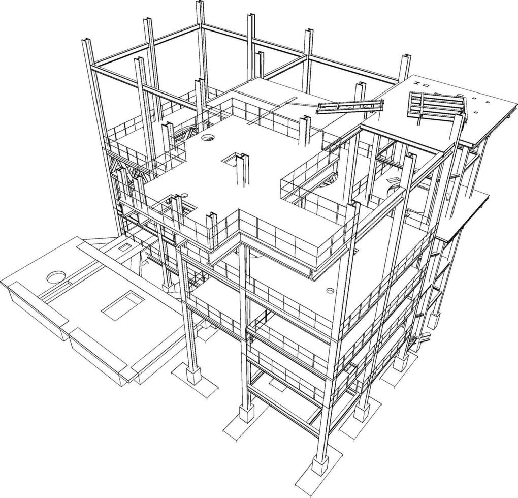 3D illustration of industrial building vector