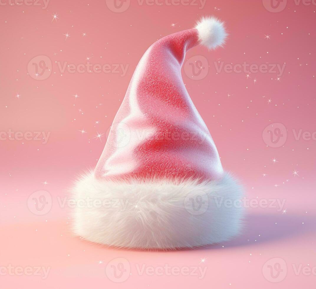 A santa hat on a pink background, christmas image, 3d illustration images photo