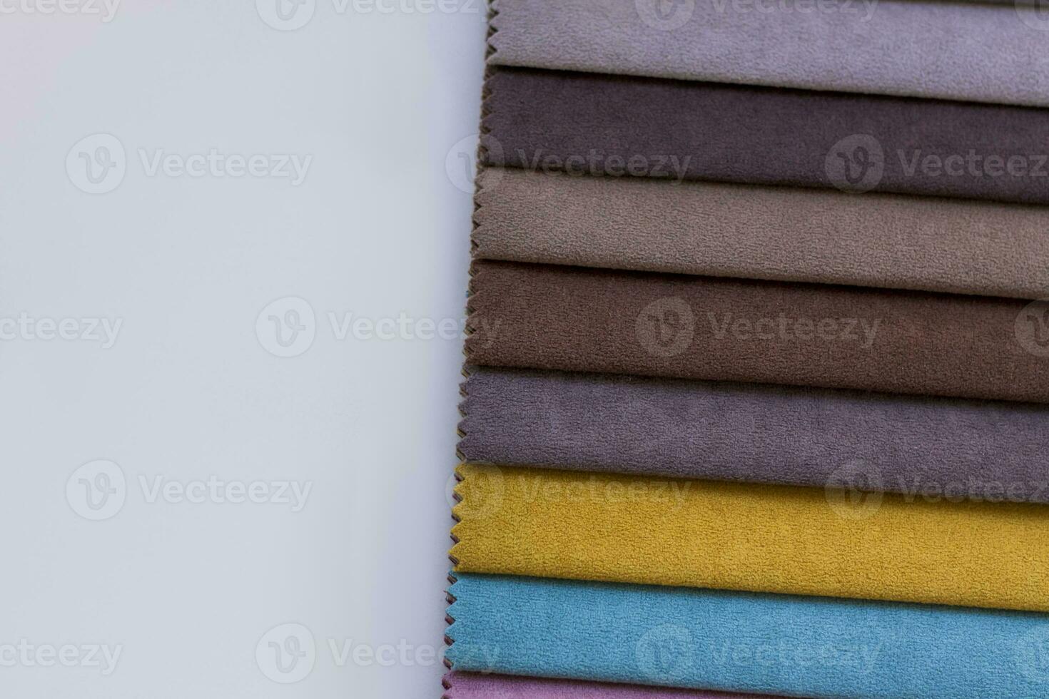 Backgrounds made of natural and artificial fabrics for the decoration of textiles, furniture and clothing on a beige background. Furniture production. wallpaper with space for copying text. photo