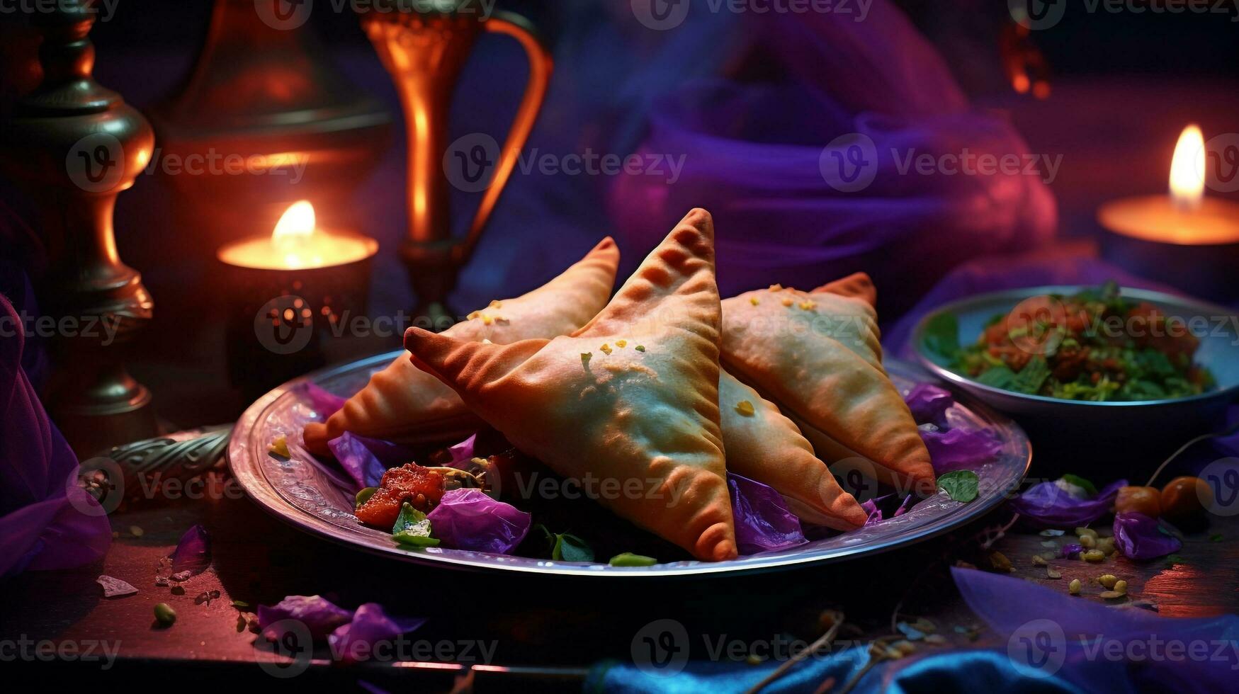 Samosa curry stuffed with methi, diwali stock images, realistic stock photos