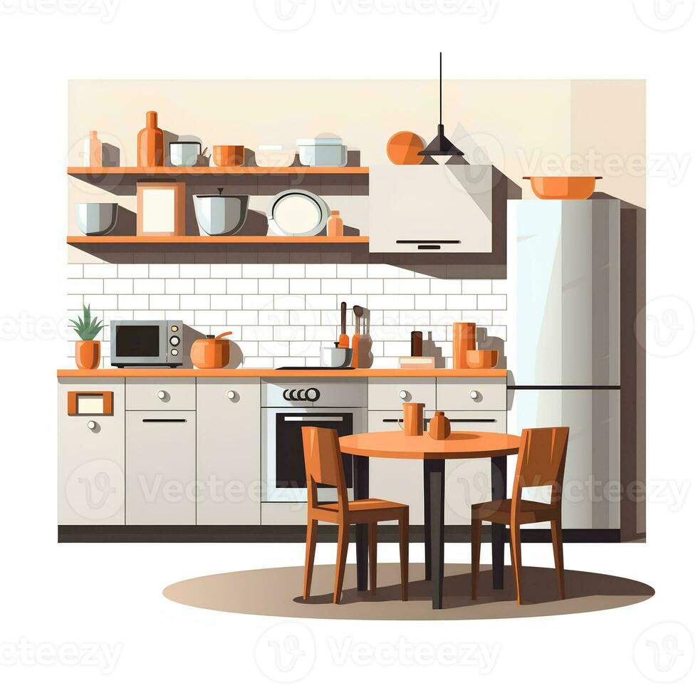 kitchen room interior ai generative photo