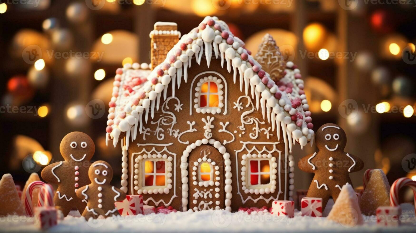 A close-up of a gingerbread house, christmas image, 3d illustration images photo