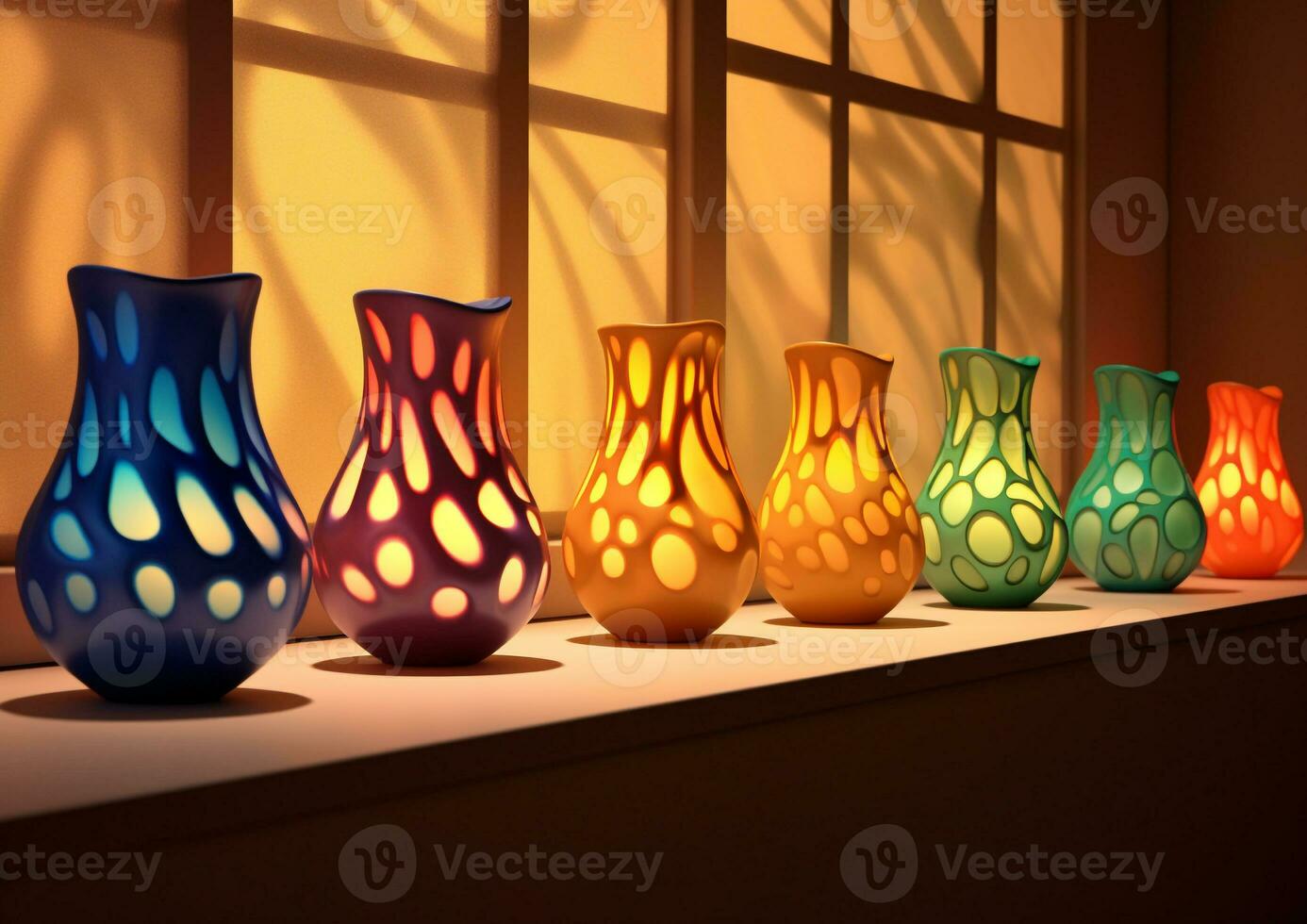 un fila de arcilla lamparas forrado arriba en un antepecho, diwali valores imágenes, dibujos animados ilustración Arte foto