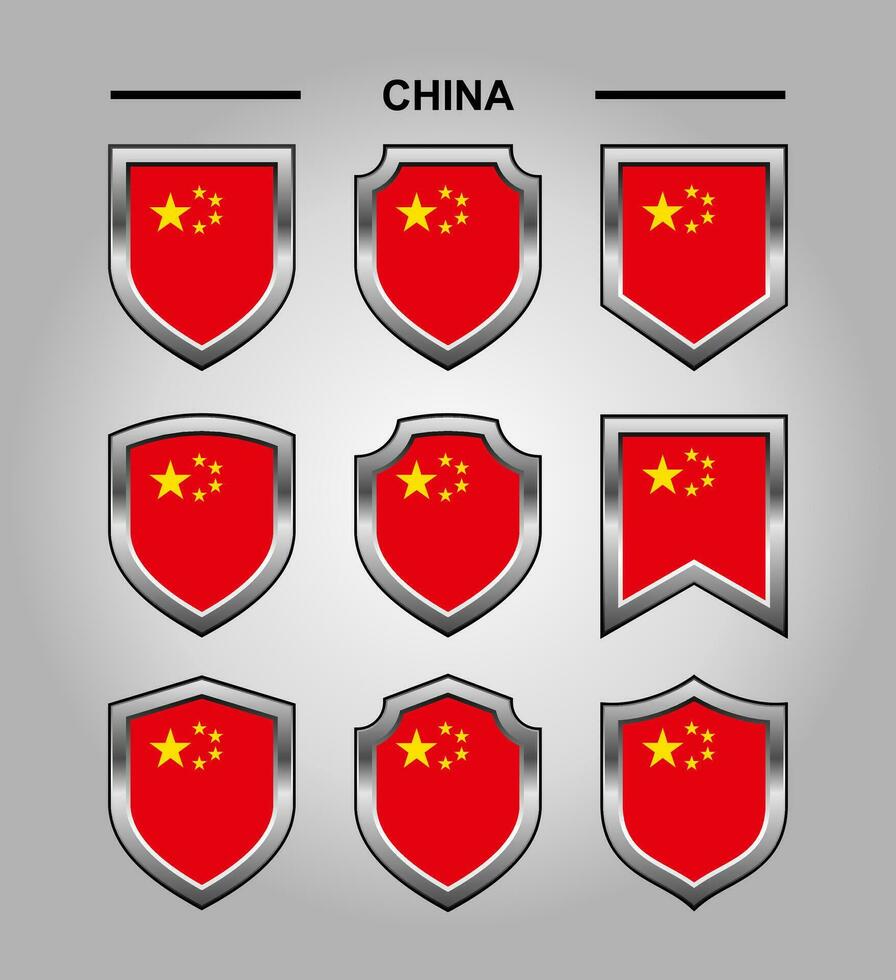 China National Emblems Flag and Luxury Shield vector