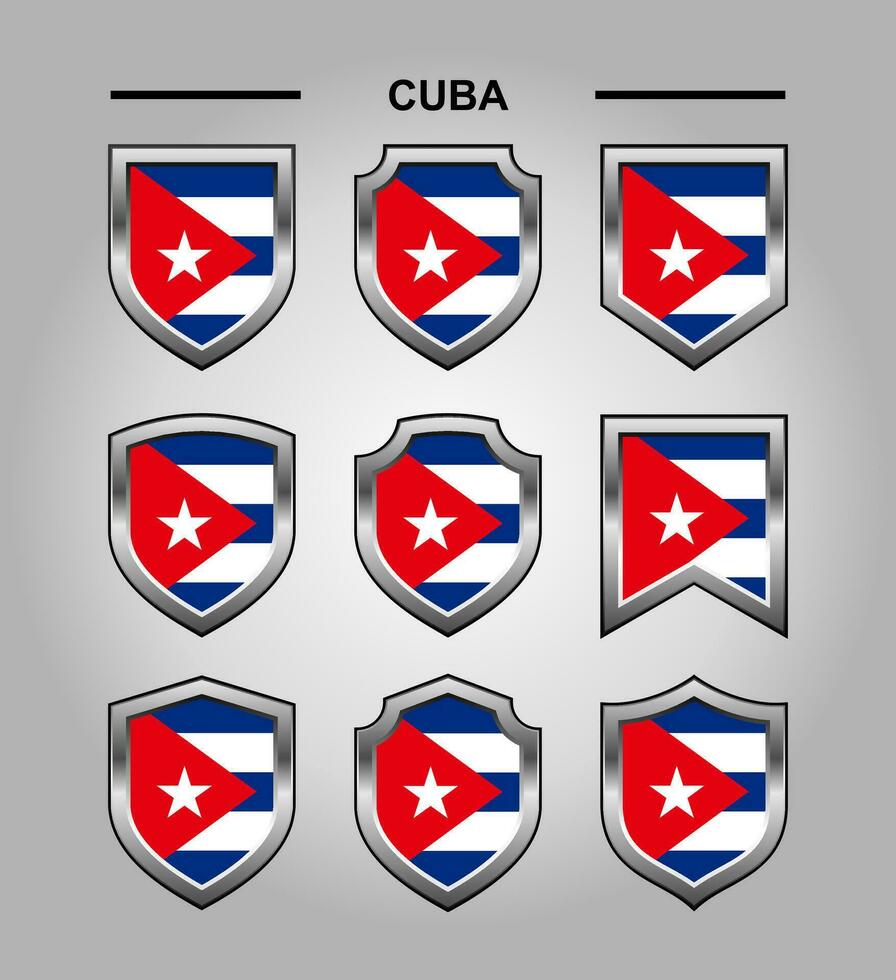 Cuba National Emblems Flag and Luxury Shield vector