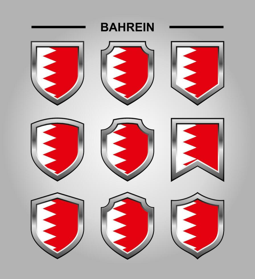 Bahrain National Emblems Flag and Luxury Shield vector