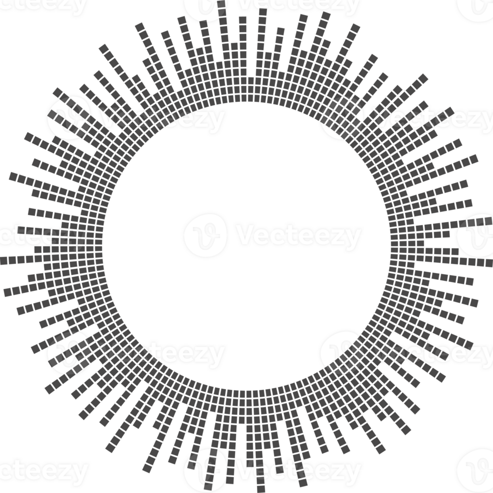 Circle sound wave. Audio music equalizer. Round circular icon. Spectrum radial pattern and frequency frame. png