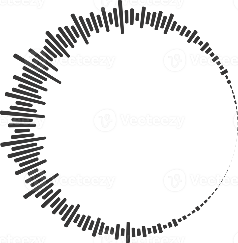 Kreis Klang Welle. Audio- Musik- Ausgleich. runden kreisförmig Symbol. Spektrum radial Muster und Frequenz Rahmen png