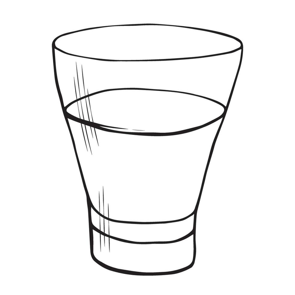 Shot glass. Vector illustration. Monochrome, black and white. Alcoholic beverage. Vodka. Liquor. Isolated on a white background.