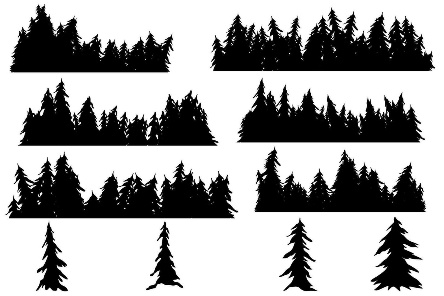 pine trees silhouette vector