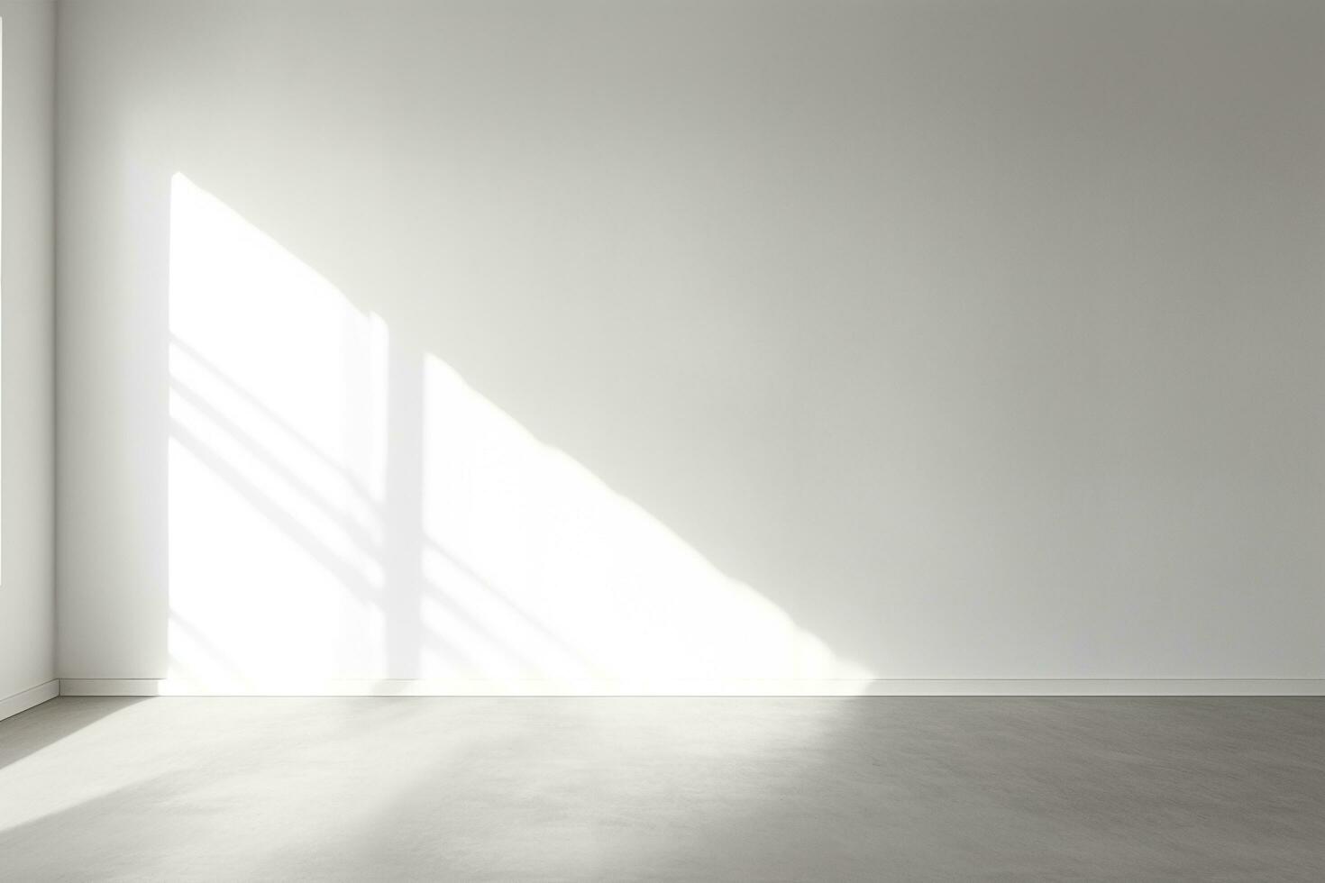 un vacío habitación con un suave sombra en el blanco pared viniendo desde el ventana, generativo ai foto