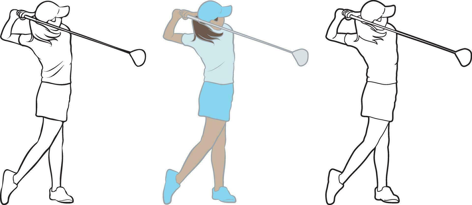 Female Golf Player Illustration. vector