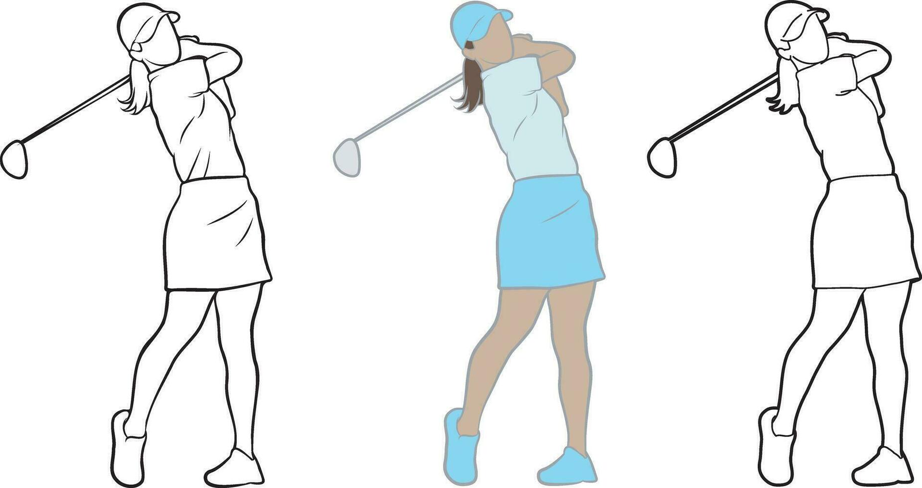 Female Golf Player Illustration. vector