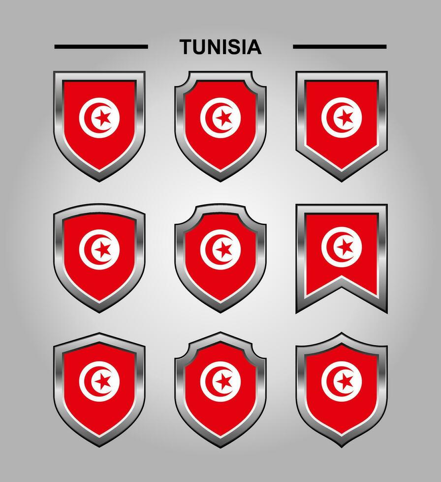 Tunisia National Emblems Flag and Luxury Shield vector