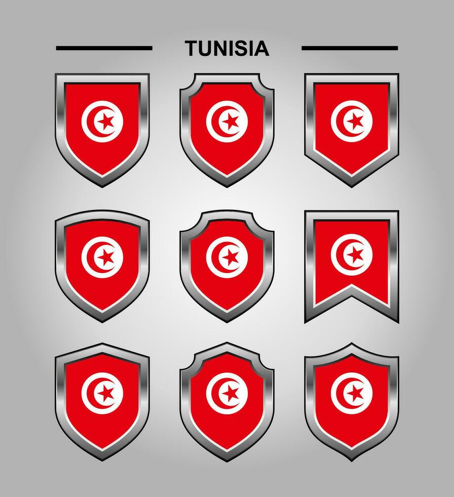 Tunisia National Emblems Flag and Luxury Shield vector