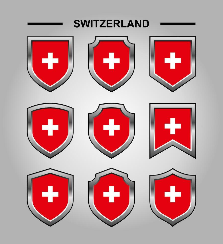 Switzerland National Emblems Flag and Luxury Shield vector