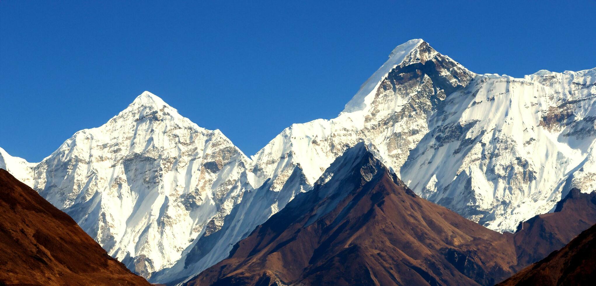 snow capped mountain Mountain scenery himalayan peak Mount Everest background clouds and sky 3d illustration photo