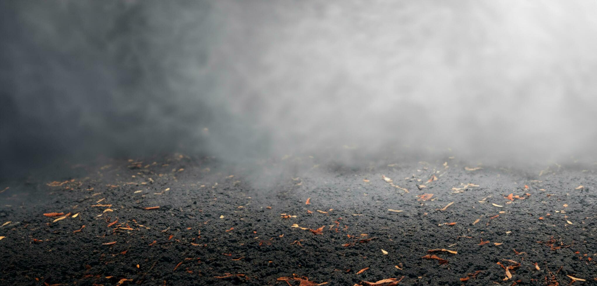 ground dark land background Smoke in the dark cracked ground scary photo