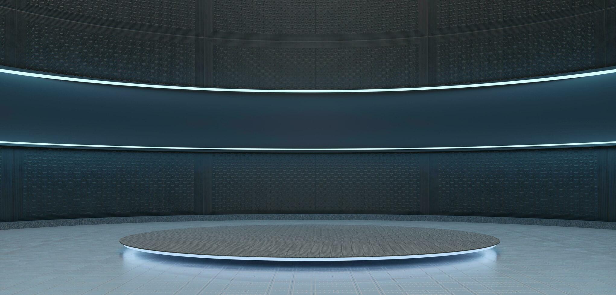 circular podium laser showroom tunnel product prop dark tone product placement studio arch stage Modern empty circular arena. Round tube 3D illustration photo