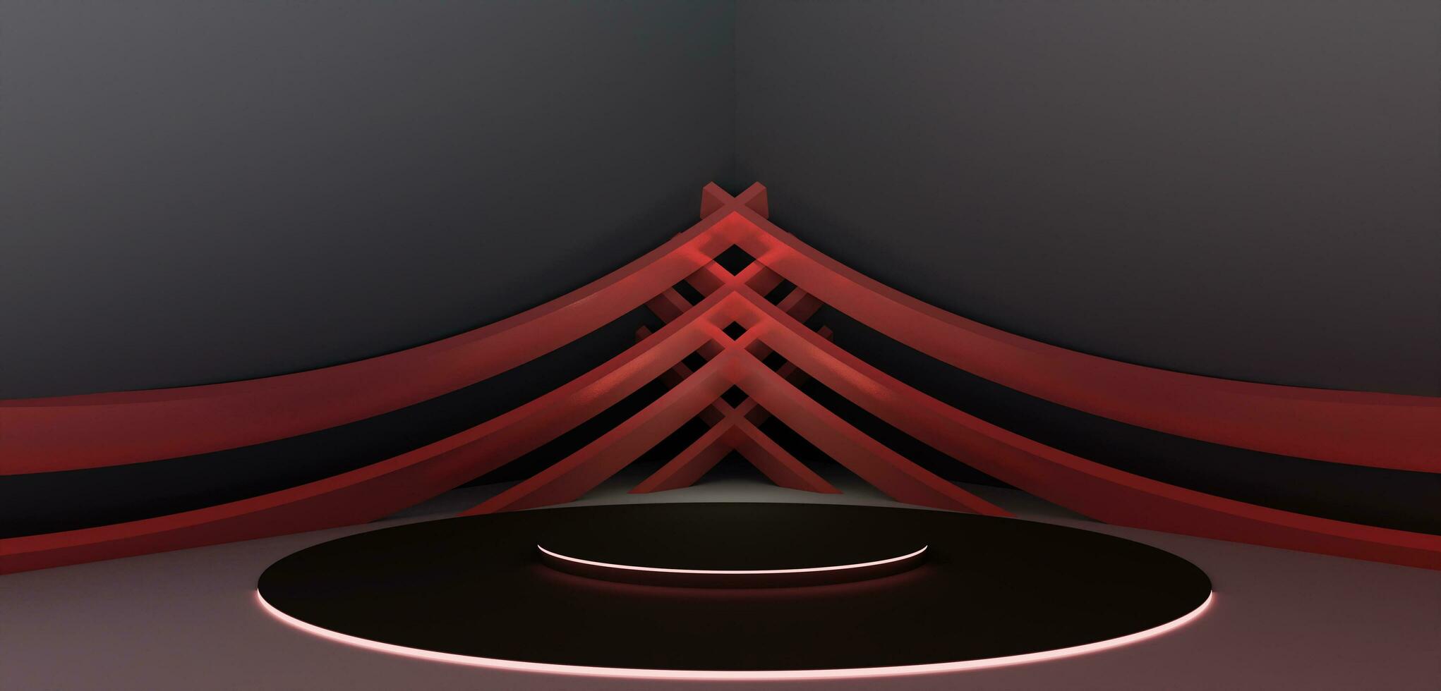 background stage podium curved podium background circle laser round stage and light dark abstract stage stageCurves 3D illustration photo